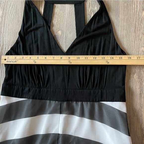 Inc International Concepts Asymmetrical Hem Maxi Dress Black White Stripe - Picture 8 of 13